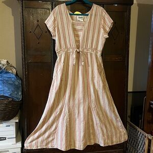 Hard to Find - FLAX - Linen Maxi Dress - gored flare - slip on tie high waisted